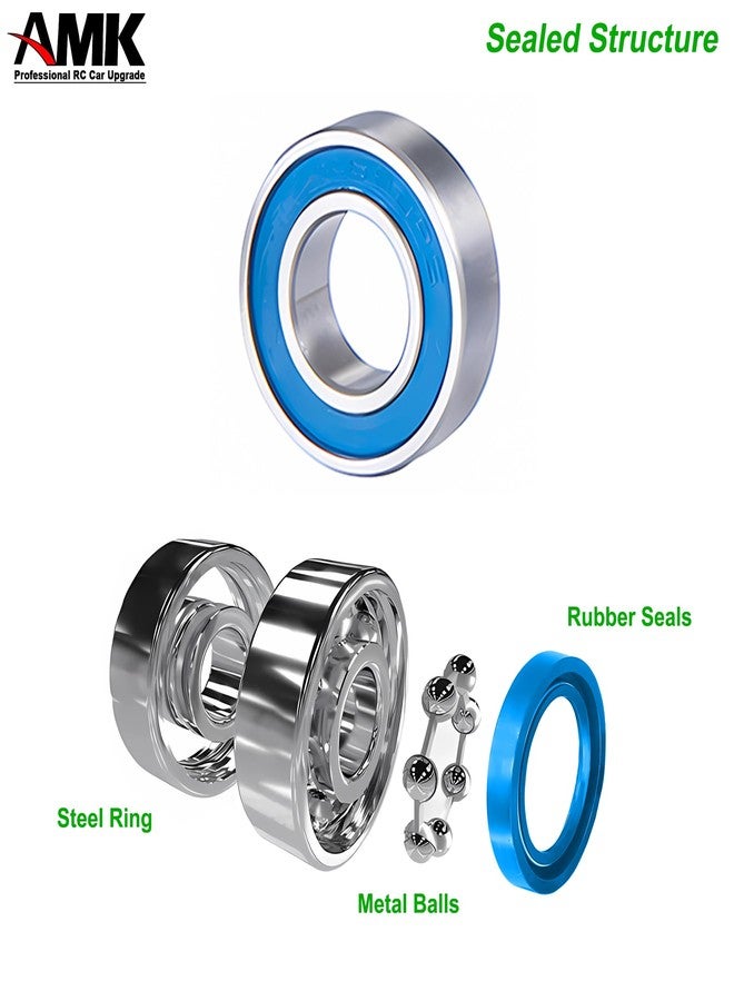 AMK 30Pcs UTB18 Metal Ball Bearings Kit, Rubber Sealed Axial Capra Wheel Bearings Set for 1/18 RC Crawler Unlimited Trail Buggy Upgrades - Image 4